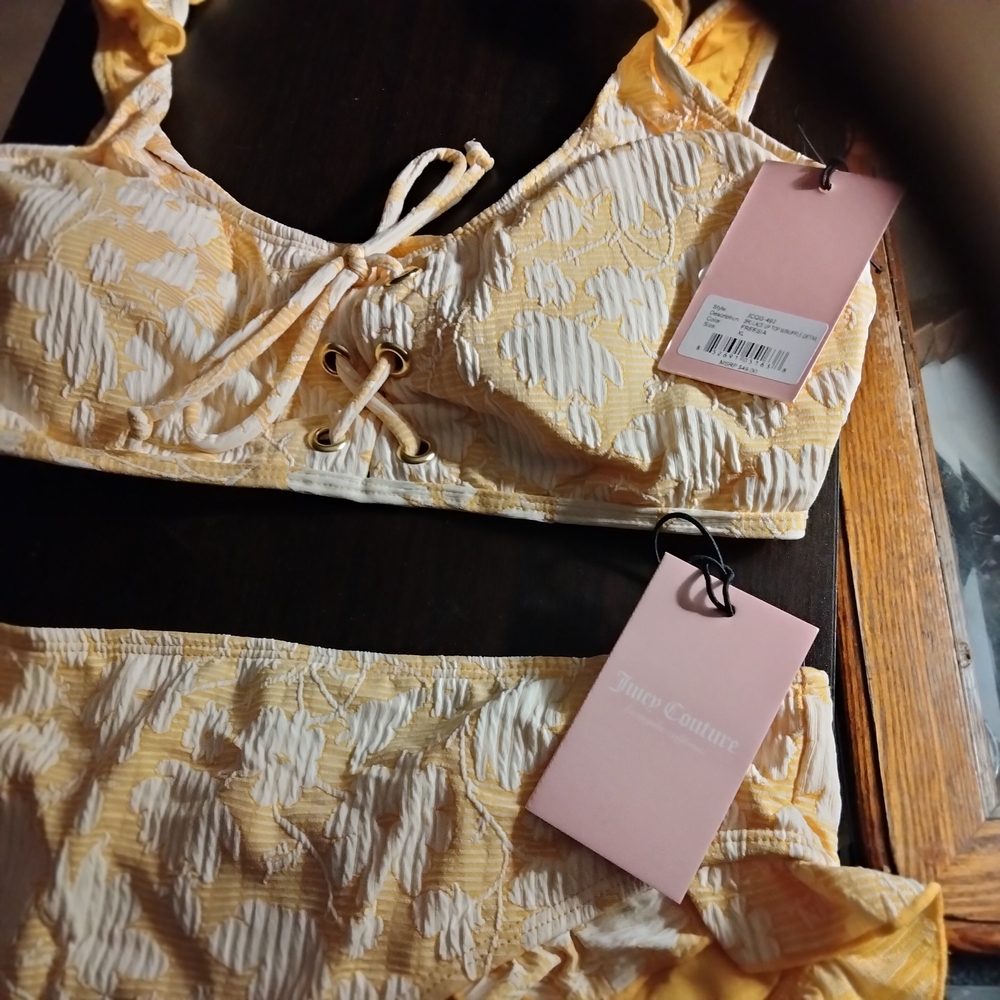Juicy Couture Yellow Lace-Up Intimates Set